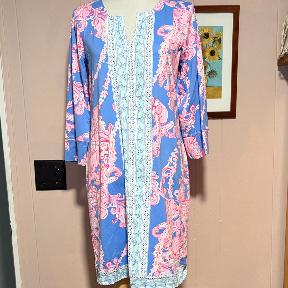 Lilly Pulitzer Long Sleeve Dress in Pink and Blue